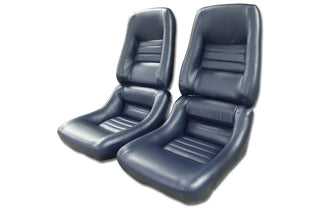 Buy 78-81-dark-blue-code-48 1980 Corvette Mounted Reproduction Leather/Vinyl Seat Covers- 4 Inch Bolsters