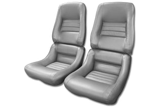 Buy 81-silver-code-64 1981 Corvette Mounted Reproduction Leather/Vinyl Seat Covers- 4  Inch Bolsters