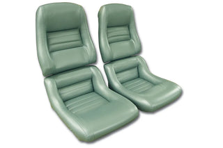 Buy 82-silvergreen-code-59 1982 Corvette Mounted 100% Leather Seat Covers- 2  Inch Bolsters