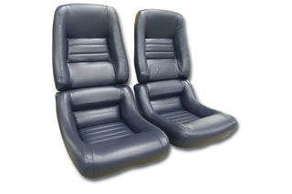Buy 82-dark-blue-code-46 1982 Corvette Mounted Reproduction Leather/Vinyl Seat Covers- 4  Inch Bolsters
