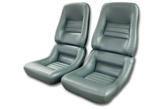 Buy 82-silvergreen-code-59 1982 Corvette Mounted Reproduction Leather/Vinyl Seat Covers- 4  Inch Bolsters
