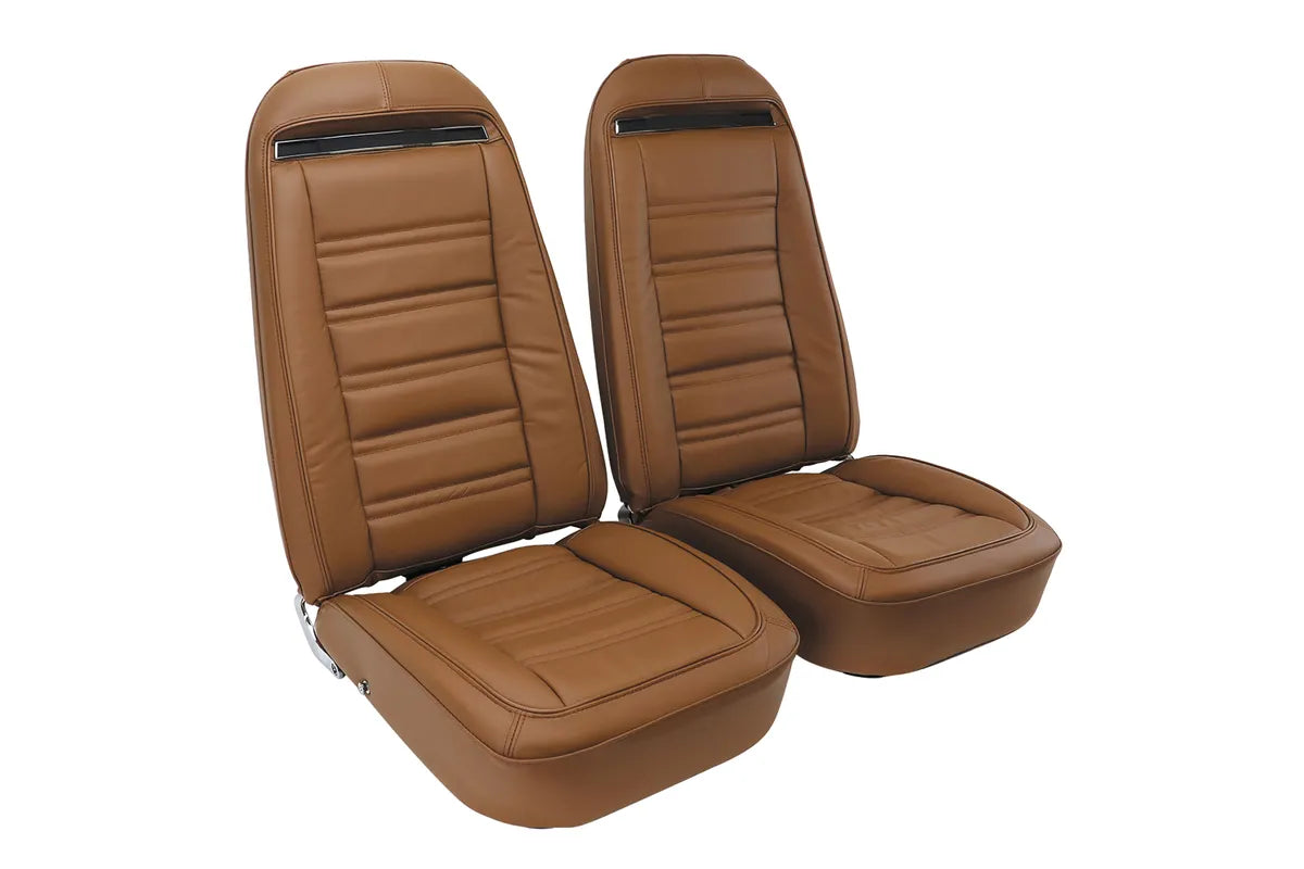 1973-1974 Corvette Embroidered 100% Leather Seat Covers - Oxblood - CA main image 0