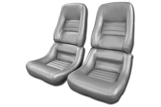 1978 Corvette Mounted Reproduction Leather/Vinyl Seat Covers- 4  Inch Bolsters Silver Pace