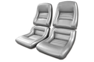 1978 Corvette Mounted Reproduction Leather/Vinyl Seat Covers- 2  Inch Bolsters Silver Pace