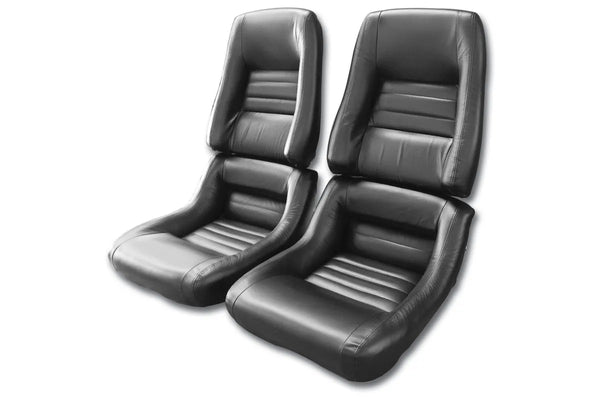 1981 Corvette Mounted Reproduction Leather/Vinyl Seat Covers- 4  Inch Bolsters