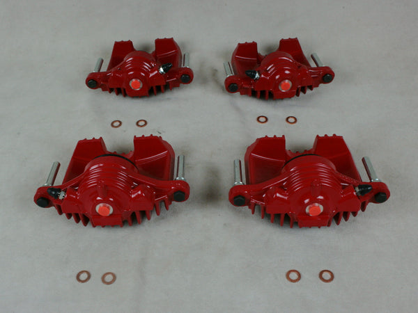 1984-1987 C4 Corvette Brake Caliper - Powder Coated Red - Remanufactured in the USA Set of 4 -